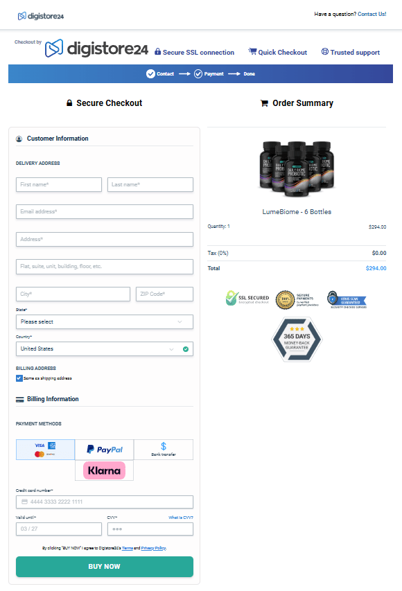 LumeBiome order page
